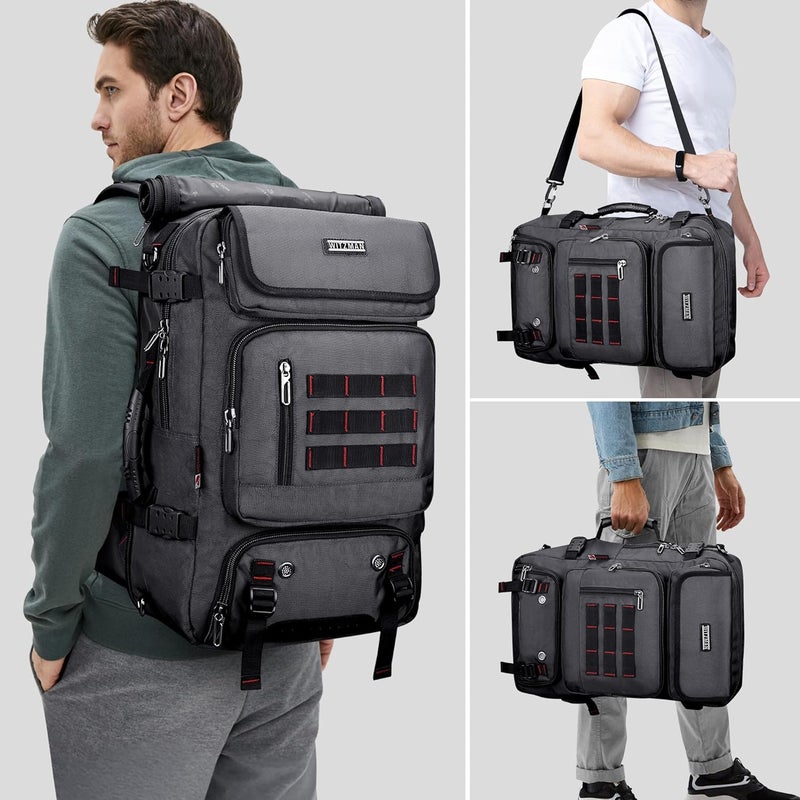 WITZMAN Carry on Travel Backpack for Men Women Airline Approved Convertible Nylon Duffle Backpack Luggage Bag (B682 Silvery Grey) - Image 2